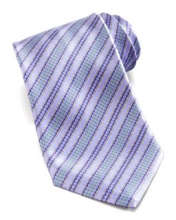 Mens Floral Stripe Silk Tie, Lavender/Multi   Stefano Ricci   Lilac