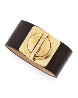 Circle in a Square Logo Clasp Leather Bracelet, Black   MARC by Marc Jacobs  