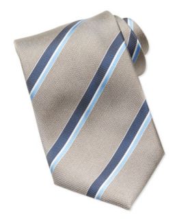 Mens Oxford Striped Tie, Tan   Brioni   Tan