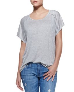 Womens Stitch Trim Jersey Tee, Heather Silver   Vince   Heather silver (SMALL)