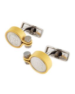 Mens Golden Plated Clamp Cuff Links   Alfred Dunhill   Red
