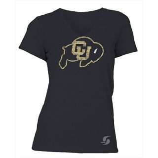 SOFFE Womens Colorado Buffaloes No Sweat V Neck Short Sleeve T Shirt   Size