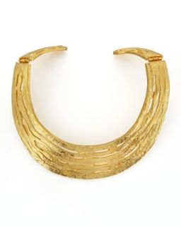 Hammered Satin Golden Collar Necklace   Kenneth Jay Lane   Gold