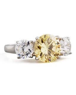 Triple Stone Cubic Zirconia Ring, Canary/Clear   Fantasia by DeSerio  