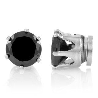 Anthony's Black CZ Round Cut Magnetic Earrings   Men's Emitations Jewelry