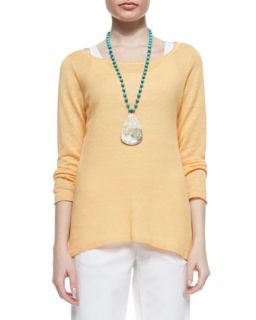 Womens Long Sleeve Organic Linen Knit Top   Eileen Fisher   White (XS (2/4))