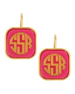 Monogrammed Square Drop Acrylic Earrings   Moon and Lola   Violet