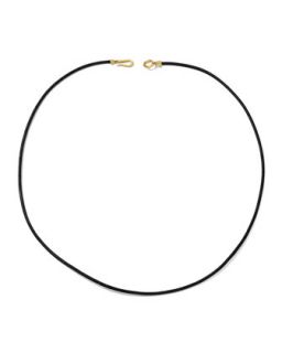 Mens 18k Gold Hook Leather Necklace in Black, 22   Ippolita   Gold (18k )