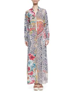 Womens Radiant Printed Button Front Maxi Shirtdress   Johnny Was Collection  