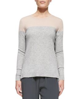 Womens Long Sleeve Colorblock Sweater   Vince   Salmon combo (MEDIUM)