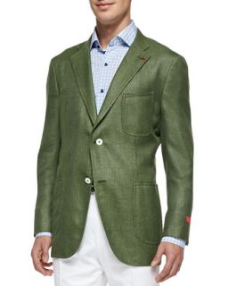 Mens Soft Two Button Blazer, Sage Green   Isaia   Green (46R)