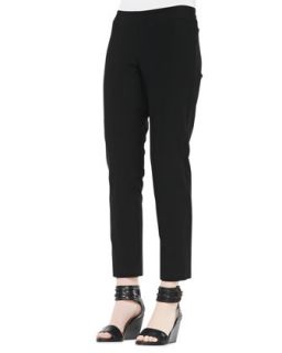 Womens Washable Stretch Crepe Ankle Pants, Black   Eileen Fisher   Black (X 