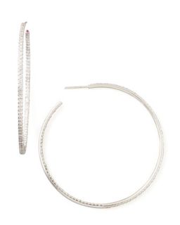 55mm White Gold Diamond Hoop Earrings, 2ct   Roberto Coin   White (2ct ,55mm ,