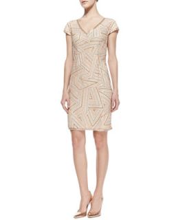 Womens Cap Sleeve Beaded Cocktail Dress   Phoebe by Kay Unger   Gold multi (8)