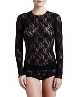 Womens Signature Lace Unlined Long Sleeve Tee   Hanky Panky   Black (SMALL/4 6)