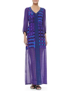 Womens Sheer Sleeve/Skirt Dress, Violet Multicolor   Nanette Lepore   Violet