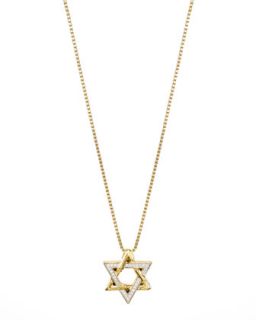 18k Gold Pave Diamond Star of David Pendant Necklace   John Hardy   Gold (18k )