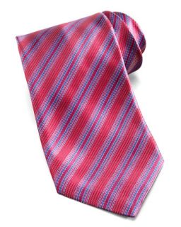 Mens Micro Dash Stripe Silk Tie, Pink   Stefano Ricci   Pink