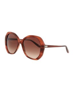 Plastic Oversized Sunglasses, Brown   Bottega Veneta   Brown stripes