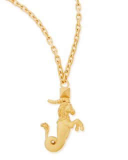 Golden Capricorn Zodiac Necklace, 36L   Valentino   Gold
