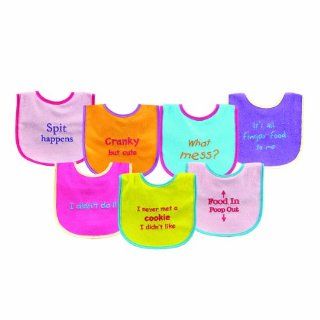 7 Pack Funny Sayings Baby Bibs (Pink) Baby