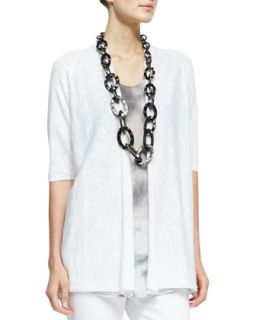 Womens Half Sleeve Open Front Cardigan, White   Eileen Fisher   White (S (6/8))