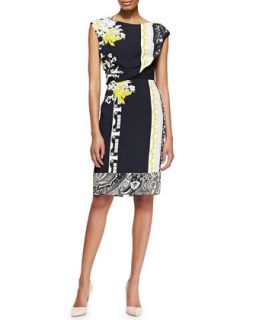 Womens Geo Patch & Floral Print Drape Top Dress   Etro   Gold (48/14)