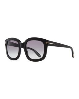 Christophe Oversized Sunglasses, Shiny Black   Tom Ford   Shiny black