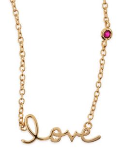 Love Bezel Ruby Pendant Necklace   SHY by Sydney Evan   Gold