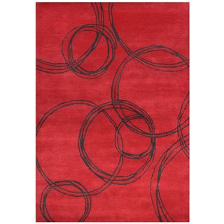 Handmade Red/ Black Wool Blend Rug (8 X 10)