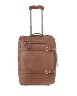 Mens 18 1/2 Leather Trolly Suitcase with Belts, Brown   Brunello Cucinelli  