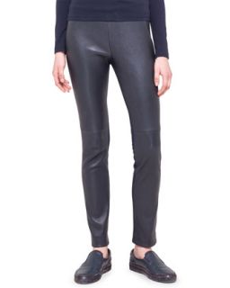 Womens Leather and Jersey Fancy Leggings   Akris punto   Navy (42/12)