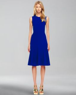 Womens Wool Crepe Flared Dress   Michael Kors   Sapphire (10)