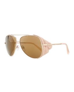 Metal Aviator Sunglasses, Rose Golden/Pink   Roberto Cavalli   Rose gold