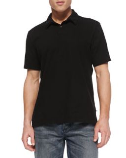 Mens Sueded Jersey Polo Shirt, Black   James Perse   Black (1)