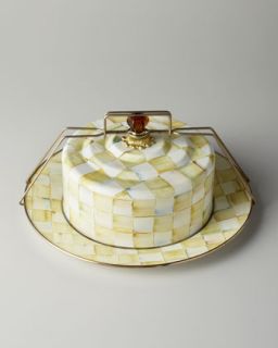 Parchment Check Cake Carrier   MacKenzie Childs