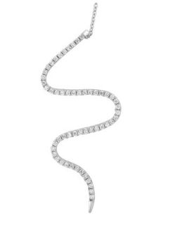 18k White Gold Small Snake Diamond Pendant Necklace   A Link   White (18k )