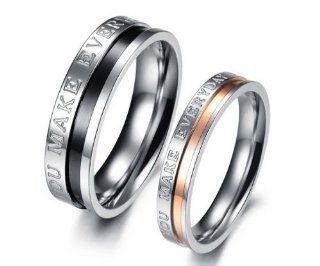 Athena Jewelry Titanium Series His & Hers Matching Set 6MM / 4MM Laser Engraved Titanium Couple Wedding Band Set Ring(Size Selectable) Jewelry