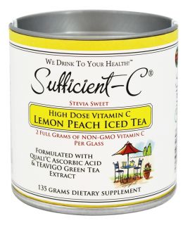 Sufficient C   High Dose Vitamin C Drink Mix Lemon Peach Iced Tea   135 Grams