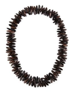Long Wooden Spike Necklace   Nest   Dark brown