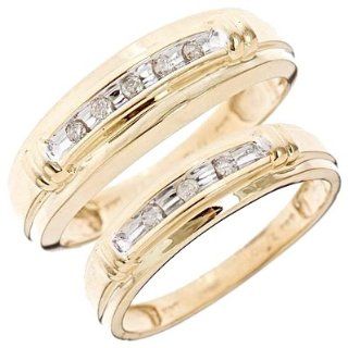 1/6 Carat T.W. Diamond His And Hers Wedding Band Set 10K Yellow Gold Jewelry Products Jewelry