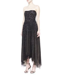 Womens Strapless Shard Embellished Gown, Black   Donna Karan   Black (4)