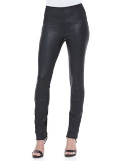 Womens Leather Front Skinny Pants   Donna Karan   Black (2)