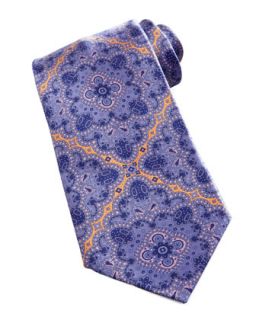 Mens Large Medallion Silk Tie, Purple   Stefano Ricci   Purple