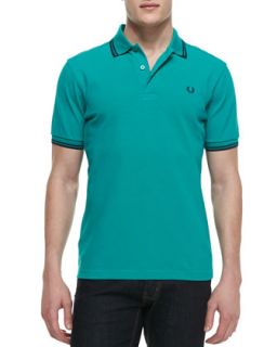 Mens Tipped Polo Shirt, Teal/Navy   Fred Perry   Jade/Carbo (SMALL)