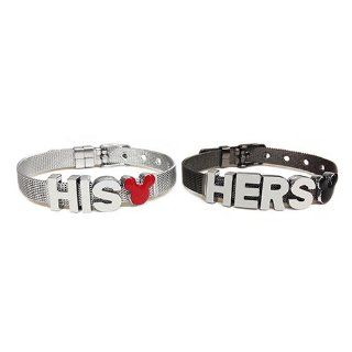 Mickey and Minnie Inspired His & Hers Couple Bracelet Set (Stainless Steel & Gunmetal) Jewelry
