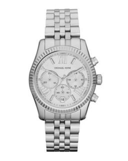 Mid Size Silver Color Stainless Steel Lexington Chronograph Watch   Michael