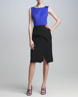 Womens Drape Skirt Combo Dress   Carolina Herrera   Royal blue (12)