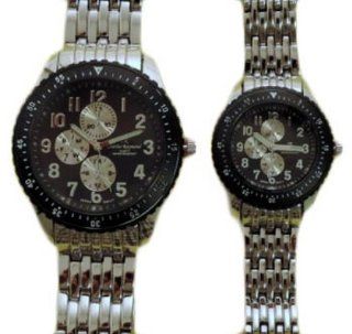 Charles Raymond His & Hers Designer Watches Silver Bracelet with Black/Silver Face Watch Set at  Men's Watch store.