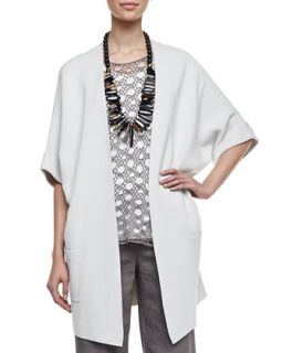 Womens Silk Cotton Interlock Jacket   Eileen Fisher   Bone (LARGE (14/16))